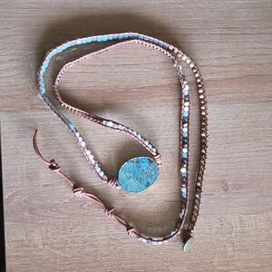 Turquoise Blue Stone Wrap Bracelet - Women Jewelry